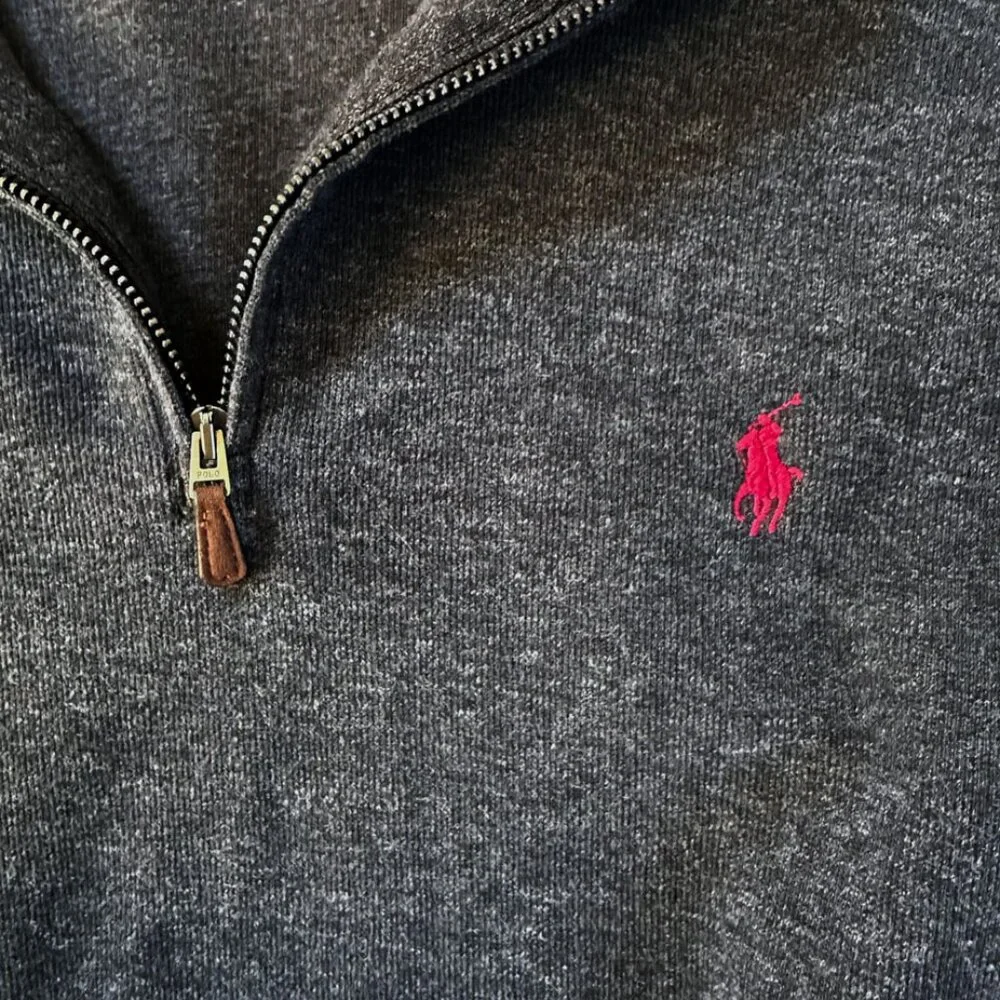 Polo Ralph Lauren Quarter-Zip Pullover XL Estate-Rib Charcoal Preppy Authentic